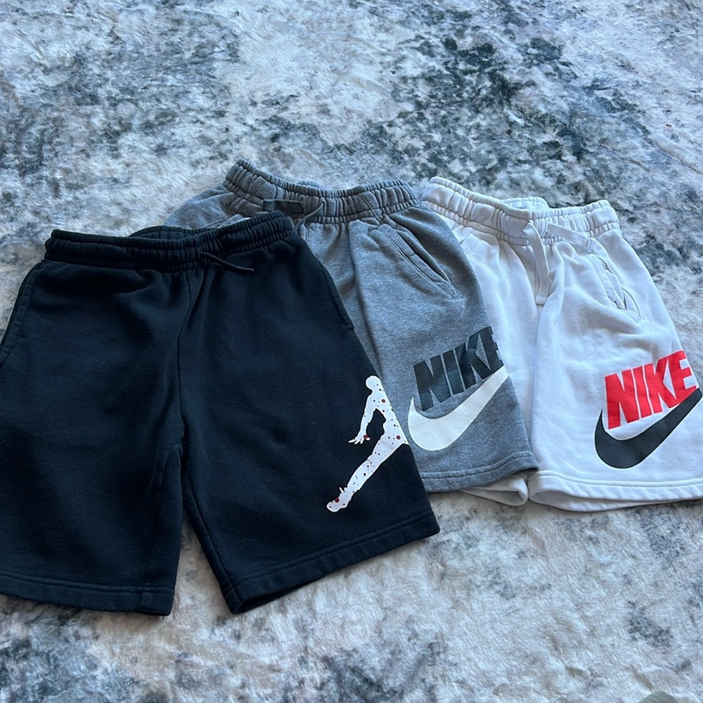 3 pair boys shorts 2 med 1 large (grey pair)